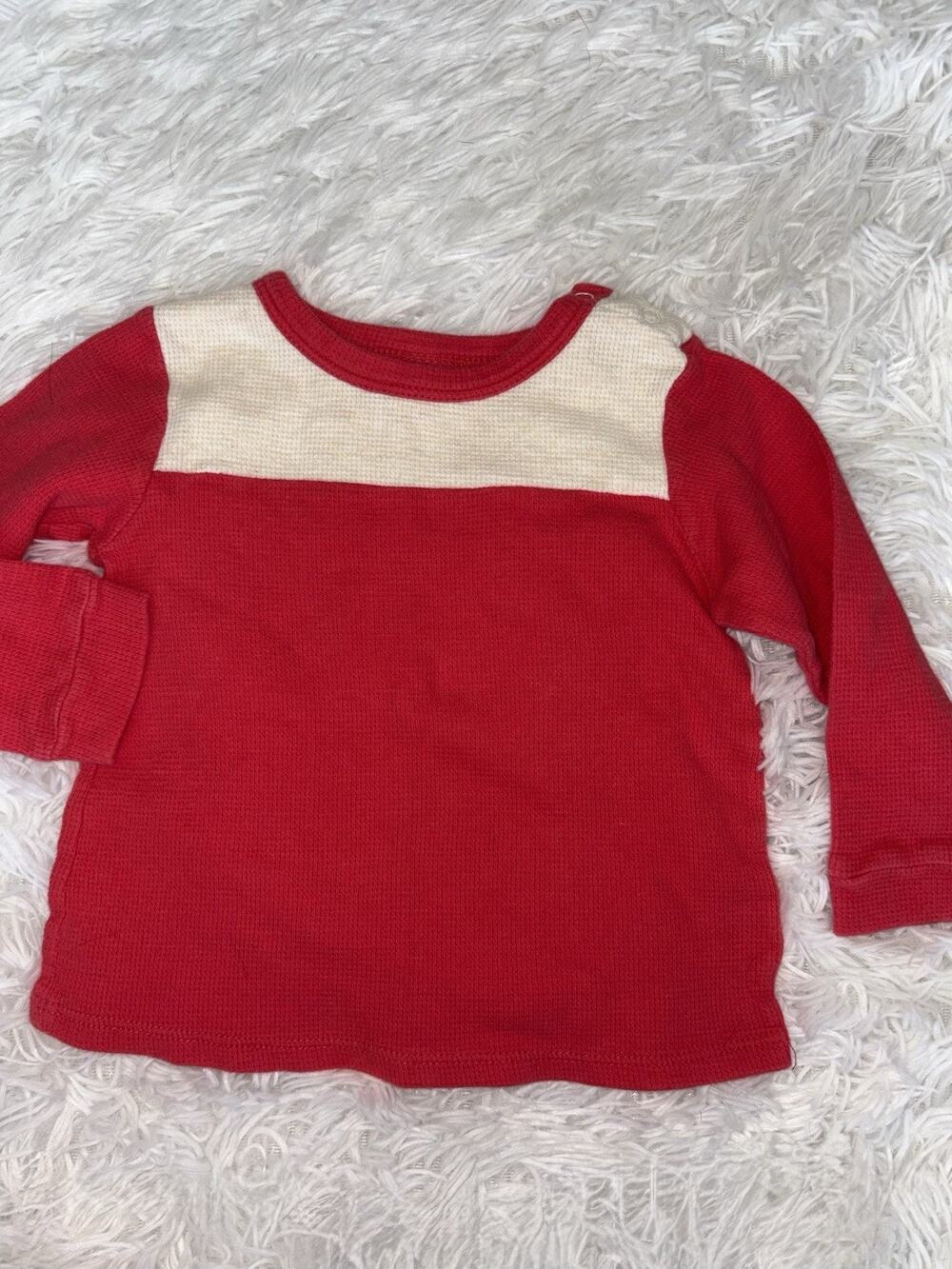 Stem Toddler Boy 18 M Red, Tan Waffle Tee. Cute, Grt. Quality